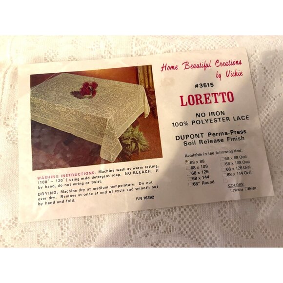 Vintage Loretto 68 x 88 100% Polyester Lace Tablecloth #3515  # 3038 - Picture 2 of 2